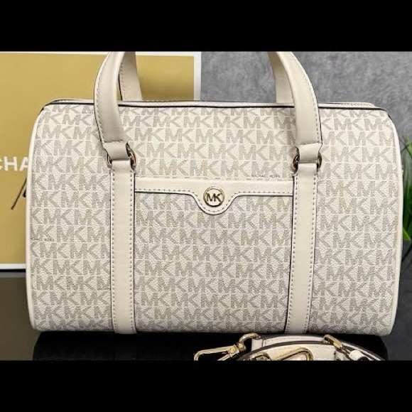 Michael Kors Cream Monogram Satchel - Picture 5 of 16